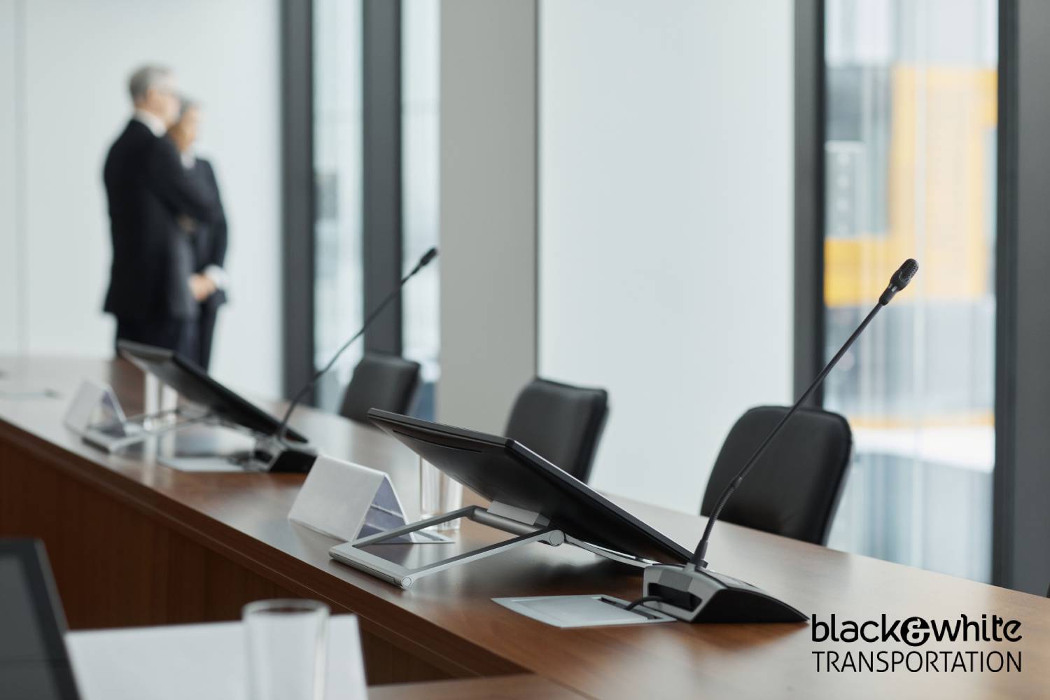 Corporate Meeting Room With Presentation Microphones